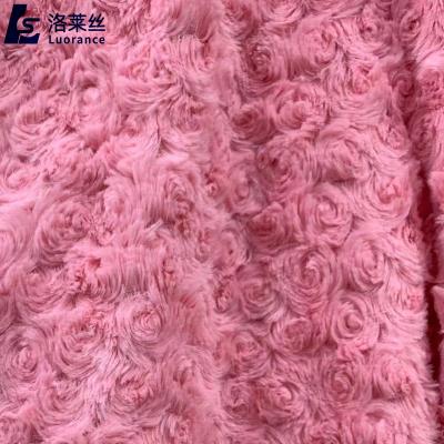 China Washable Plush Fabric Rose Pattern Plush PV Faux Fur Hometextile Fabric for sale