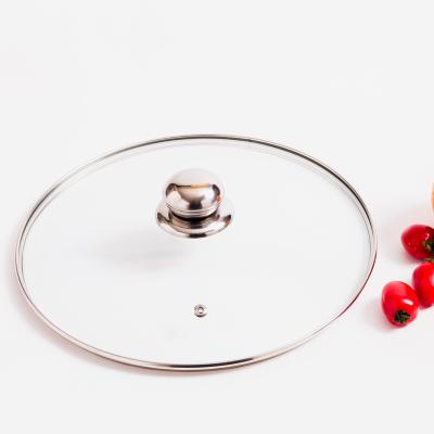 China Viable Tempered Glass Jar Cover Lid With Stainless Steel Cookware Lid Ring Customized Wholesale Price for sale