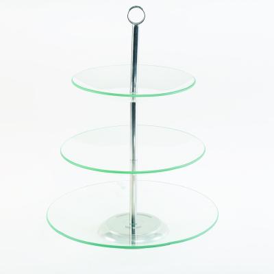 China Viable hots selling 3 layers cake stand soft food glass cake stand with factory price for sale