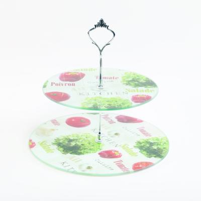 China New Arrival Sustainable 2 Tier Glass Wedding Cake Stand Customized Cake Display Risers for sale