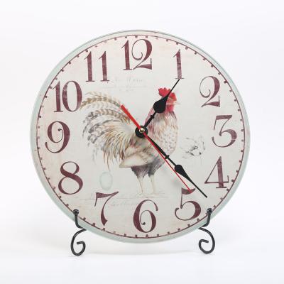 China Antique Factory Style Living Room High Quality Glass Wall Clock For Home Decorative for sale