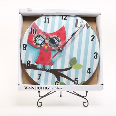 China Antique Style Reliable Performance Home Decoration Round Digital Glass Wall Clock for sale