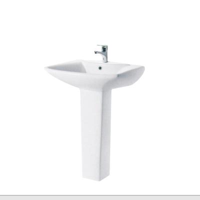 China Modern Bathroom D Shape Sanitary Gloss Finished Ceramic Pedestal Basin In Different Color for sale