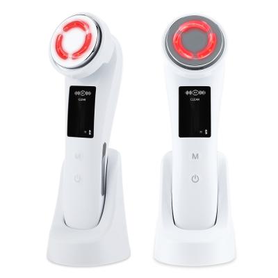 China Skin Tightening EMS 7 in 1 Anti Wrinkle Skin Rejuvenation Beauty Vibrating Massager Facial Ultrasonic Machine Home Skin Cleaning Device for sale