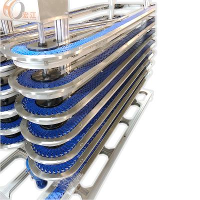 China Heat Resistant Built Up Protect Flexible Chain Spiral Conveyor For Beverage Bottles for sale