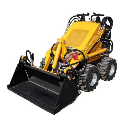 China Elevates Hot Sale 23hp Diesel Mini Skid Steer Wheel Type Loader with 4 in 1 Bucket for sale