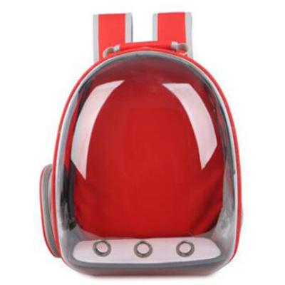 China Outdoor Portable Pet Stored Cages Carriers Travel Parrot Cat Dog Bird Backpack Transparent PVC Pet Harness Backpack for sale