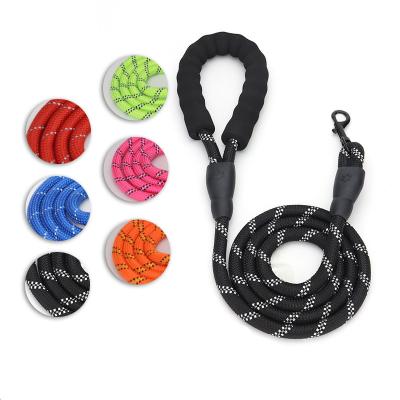 China Custom Logo Dog Nylon Leash Reflective Bungee Rope Multicolor Stocked Nylon Dog Leashes With Light Hook for sale