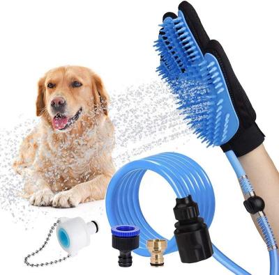 China Viable 2 in 1 Five Fingers Spray Water Gloves Silicone Pet Hair Grooming Glove Brush for Dog Cat for sale