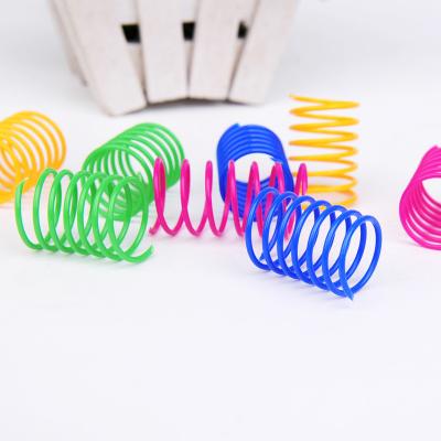 China 2021 Pet Toy 2021 Plastic Colorful Coil Stocked Spiral Springs Pet Action Wide Durable Cat Spring Toy for sale