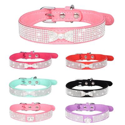 China Stocked 2020 Bling Cat Collar Pet Collars New Pet Bow Tie Collar Rhinestone Crown With Rhinestone for sale