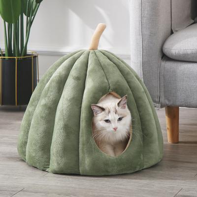 China Four Seasons Pumpkin Shape Soft Warm Removable Washable Pet Stored Cat Bed Nest For Sleeping for sale