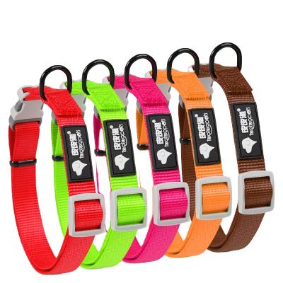 China Wholesale Stocked Pet Supplier Dog Collar Marked Dog Collar Colorful Simple Nylon Pet Collar for sale