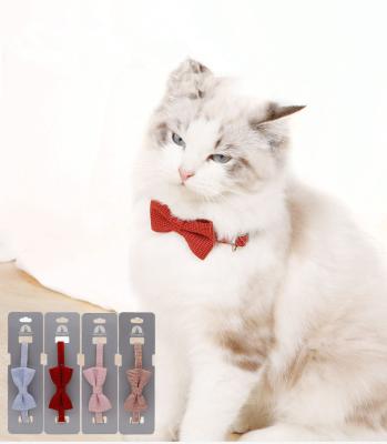 China New Arrival Stocked Nylon Cat Bow Collar Accessories Supplier Cat Collars Adjustable Soft Breathable Pet Collar for sale