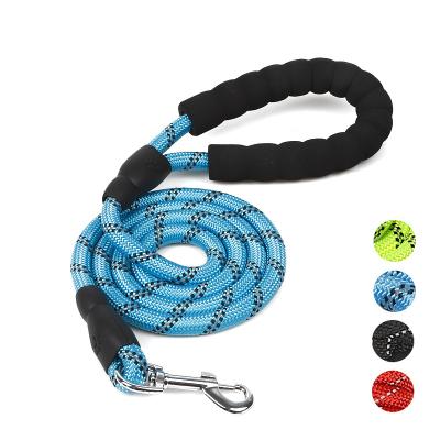 China Wholesale Nylon Reflective Stocked Pet Rope Style Foam Handle Leash Pet Leads Pet Leashes Dog for sale