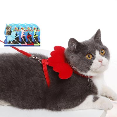 China Wholesale Back Stocked Angel Wings Shape Cat Harness Card Pack Pet Leash and Harness Set and Leash for sale