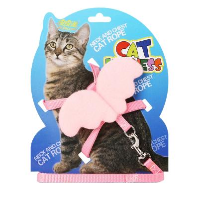 China Wholesale Stocked Nylon Cat Leash Harness Set Back Card Package Pet Leash And Harness Manufacturer for sale