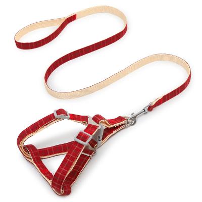 China Stocked In Taotaopets Running Rise Pet Leads Set Manufacturer Dog Accessories Plaid Dog Belt-Harness Leashes for sale