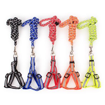 China Stocked In The Thoughtful Running Classic Dog Harness Polyester Leashes Style Pet Harness And Leash Set for sale