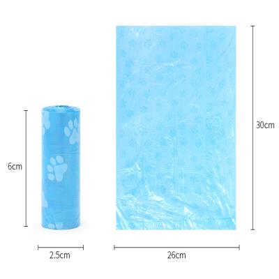 China Pet Waste Bag Pack 15 Pcs / Stocked Colorful Printed Single Pet Poop Roll Footprint Waste Bags Cross Border Wholesale Pet Supplies for sale