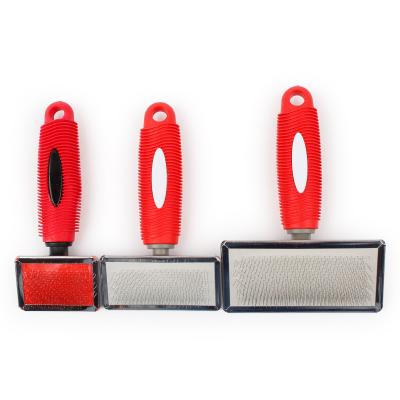 China High Quality Steel Plate Stocked Pet Grooming Comb Pet Sweep Pet Needle Comb With Soft Plastic Handle for sale