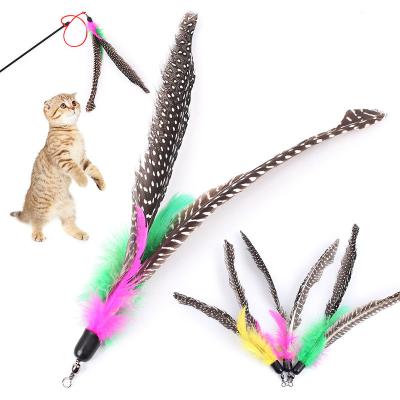 China Stocked Cat Teaser Stick Pearl Feather Funny Pet Toys 20CM Size Cat Teaser Replacement Head DIY Cat Toys for sale