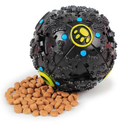 China Squeaky Chew Stocked Toy Interactive Black Ball Leaked Dog Food Dog Food Chewing Toy Food for sale