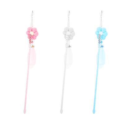 China 2021 Cute Beaded Stick Stocked Cat Teaser Wand Acrylic Tube 58CM Bells Cat Toys Style Flower Cat Teaser for sale