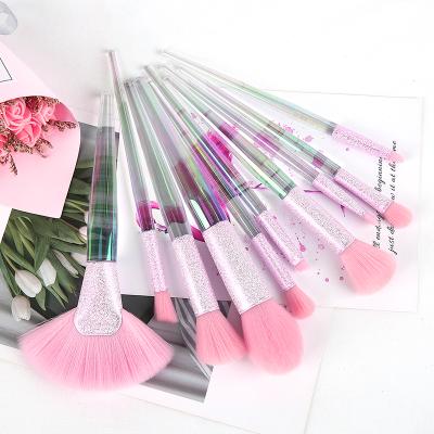 China Angular Blush QINGYEE Make Up Brush 10pcs Private Label Cosmetic Makeup Tools Travel Portable Mini Make Up Brushes Custom Logo for sale