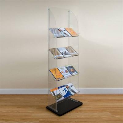 China Acrylic Floor Standing Acrylic Or Customized Magazine Rack 3 Tiers Sign Holder Cylinder Clear for sale