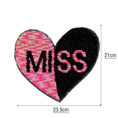 China HOT 3D Embroidery Heart Patches Reversible Sequin Patches for sale