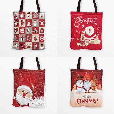 China Handled Reusable Merry Christmas Canvas Shopping Gift Bags Recycle Tote Bag for sale