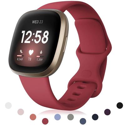 China Fitness Soft Rubber Pure Color Sports Band Wristband Silicon Smart Watch Band Rubber Strap For Fitbit Versa 3/Sense TPU Watchbands for sale