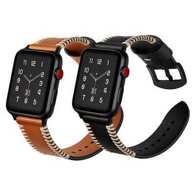 China Watch Band Replacement For Apple Watch 38/40mm 42/44mm Strap Wristband Strap Belt Hand Stitching Genuine Leather Watch Band for sale