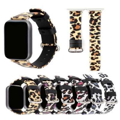 China Classic Watch Strap Leopard Print Skin Strap Watchband For Apple 1 2 3 4 5 Series Band Strap Men's Leather Watch Bands for sale