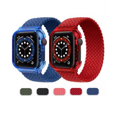 China Flexible Elastic Woven Braided Sport Watch Band Fabric Stretch Fabric Solo Loop For Apple Watch Band 44mm 40mm For iWatch Band Case+Strap Bracelet Apple Watch Se 5 6 series 4 for sale