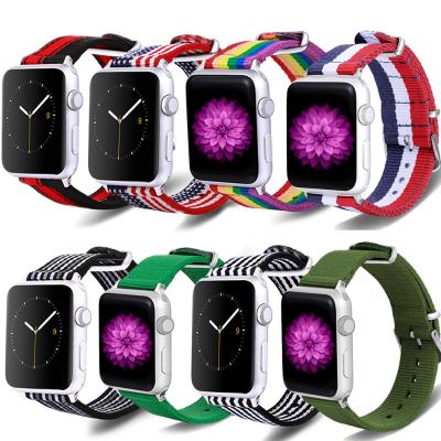 China Durable New Sport Watch Band Fabric Woven Strap Fashion Strap Nato Smart Strap For Apple Watch 6 Series Se 54321 Fabric Canvas Woven For Apple Watch Band Wrist Strap 'iWatch Bands 38mm 42mm Nylon Strap for sale