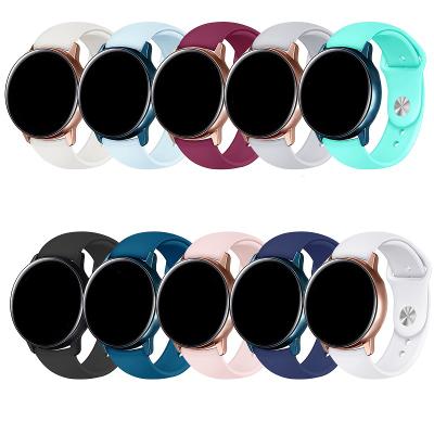 China Promotional Comfortable Silicone Rubber Wrist Watch Strap For Samsung Active 2 and Galaxy Watch Band 42mm 46mm for sale