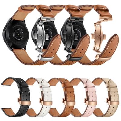 China Butterfly Clasp Watchband For Samsung Galaxy Watch 46mm Genuine Leather Watch Band Times S3 22mm Butterfly Clasp Watchband for sale