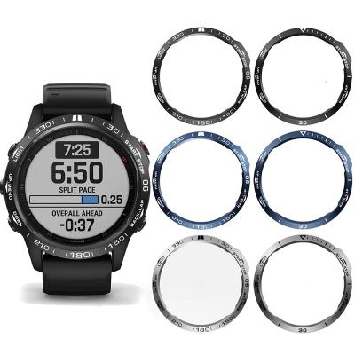 China Carved Time Units Adhesive Stainless Steel Carved Time Units Anti-Scratch Adhesive Cover Rings For Garmin fenix 6X Watch Bezel Ring for sale