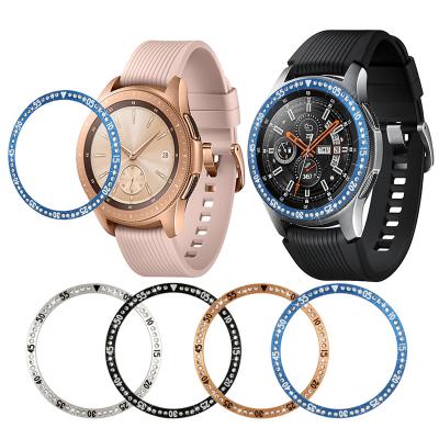 China Fixed Protective Glass For Samsung Galaxy Watch Time Gear S3 Cubic Adhesive Ring Diamond Metal Bumper Cover 42mm 46mm for sale