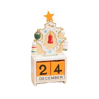 China Christmas Home Children's Toys Calendar Wooden Desk Ornaments Santa Claus Christmas Tree Decorations for sale