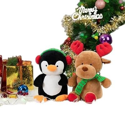 China Lovely Hot Sales Christmas Plush Toy Set Santa Claus Reindeer Snowman Penguin Cotton Plush Doll for sale