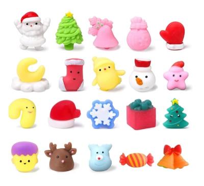 China Christmas Style Hot Selling Decompression Christmas Kneading Toys Sets TPR Animal Model Santa Claus Snowman Decompression Play Set for sale