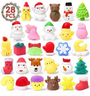 China Christmas Style Personality Decompression Christmas Kneading Toys Sets TPR Animal Model Santa Claus Snowman Decompression Play Set for sale