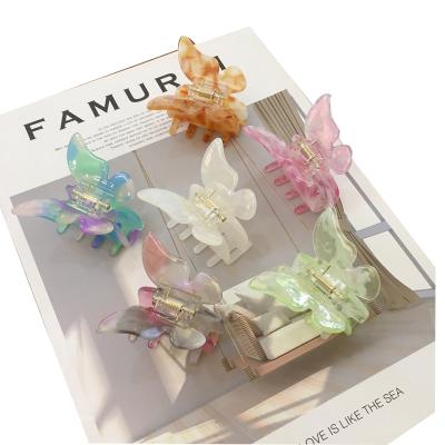 China Fashion Women Daily Hair Grips Butterfly Claw Jaw Clips Butterfly Shape Hair Claw Clips Acetate Hair Clips for sale