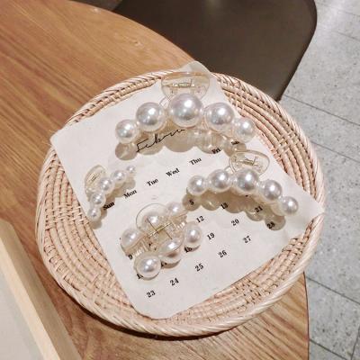 China Fashion Style Fashion Pearl Hair Clips Daily Simple Elegant Claw Clips Plastic Hair Clips For Women And Girls Ladies for sale