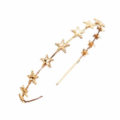 China Fashion Women's Daily Hot Selling Metal Hair Accessory Alloy Thin Hair Bands Sweet Gold Silver Star Headbands For Girls for sale