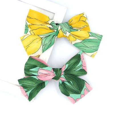 China Fancy Bowknot Flower Lovely Spring Clip Fabric Spring Clip Barrette Auto Hair Accessories For Girls Hair Decoration for sale