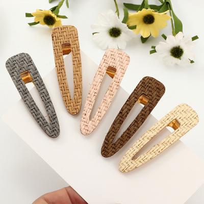 China Wholesale Hairpins Rattan Hair Straw Decoration Women Hair Decoration Holiday Weaving Hair Clips for sale